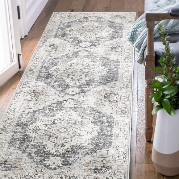 Tapete Corredor Jinchan 61x152 cm Gris Vintage Lavable