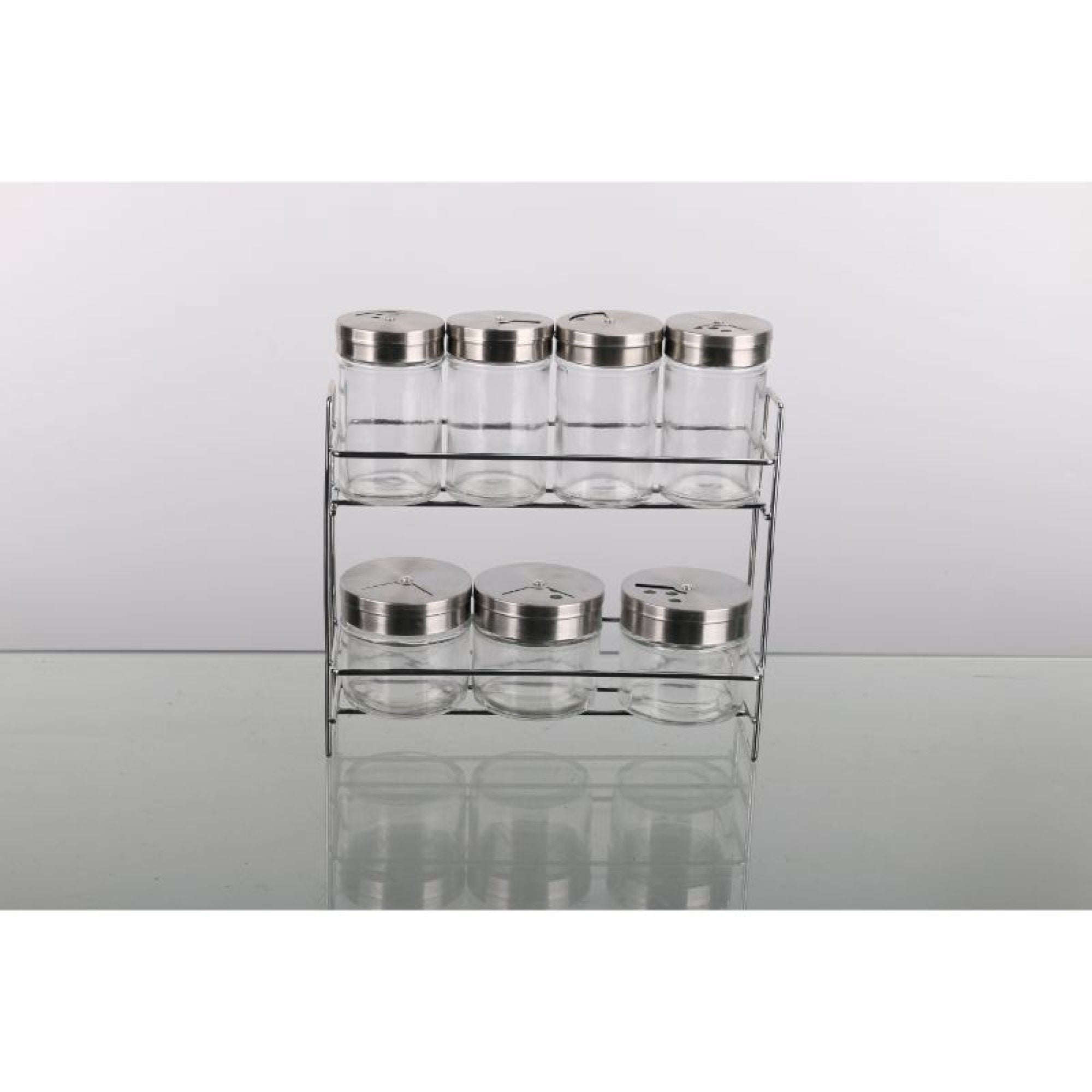 Set De Especiero Vidrio Con Rack 8 Piezas Transparente