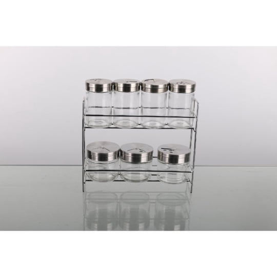 Set De Especiero Vidrio Con Rack 8 Piezas Transparente 1 Un Mainstays