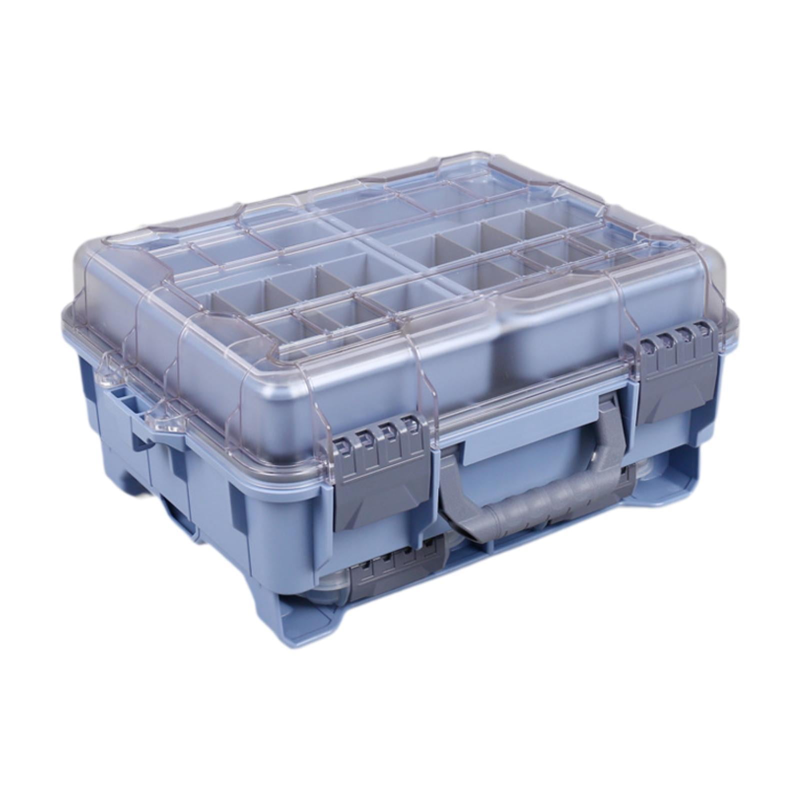 Magideal - Caja De Almacenamiento De Señuelos, Estuche De Transporte De Señuelos, Resistente, Con Hebillas Dobles, Contenedor De Herramientas De Pesca, Organizad Azul