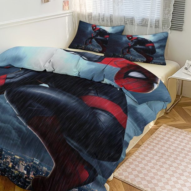 Spiderman Room Decor Bedding Set with Sheets And Pillow 3 Piece Bedding Super Soft Fade Resistant Microfiber for Boys Girls Kids Twin