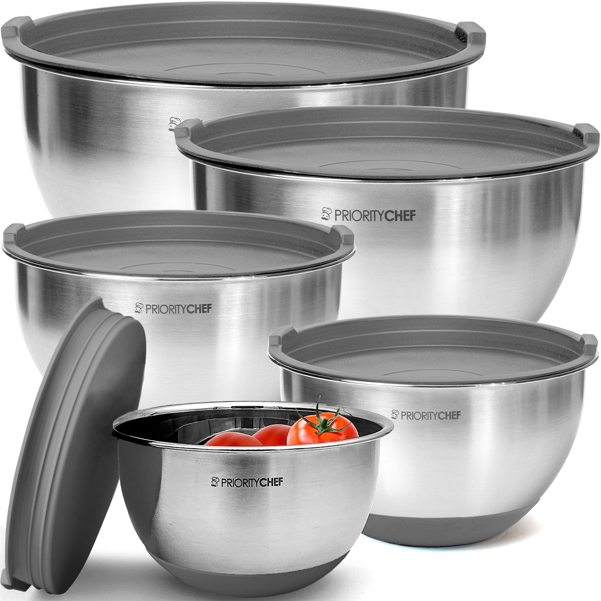 Juego De Cuencos Para Mezclar Priority Chef Premium De Acero Inoxidable De 1,5 A 5 Litros