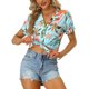 thumbnail image 1 of INSPIRE CHIC Camisas de Mujer Manga Corta Hawaiana Tropical Floral con Botones M Azul Cielo, 1 of 6