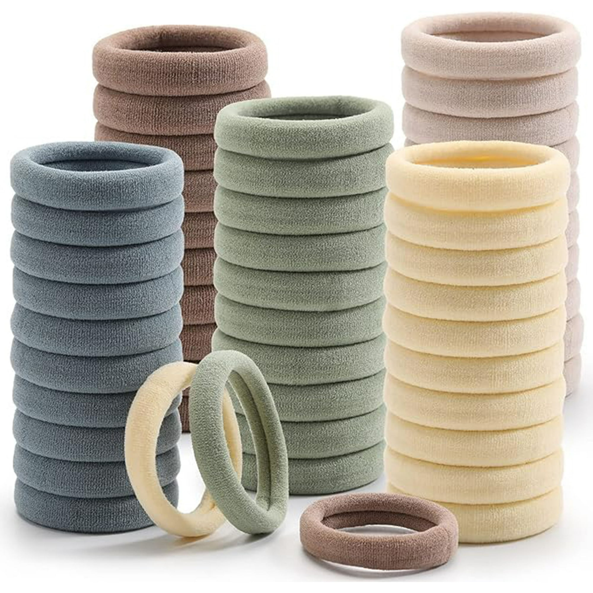 Veatool - 100 Pcs Ligas Para Cabello Elásticas, Donas Para El Cabello Mujer, Scrunchies Para Cabello Sin Costura, Lazos De Pelo De Algodón Para Coleta, Accesorios Para El Cabello Para Niña (color Claro)