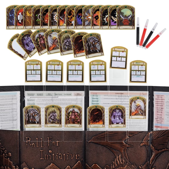 Set DND Initiative & Combat Tracker con tapa acrílica, 6 unidades