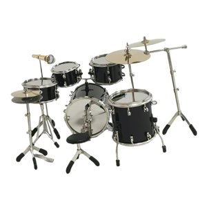 Magideal - Juego De Batería En Miniatura De 8 Piezas A Escala 1/6, Accesorios Para Casa De Muñecas, Accesorios De Fotografía, Modelo De Instrumento De Batería En Miniatura Para Decoración De Negro