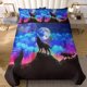 thumbnail image 1 of Moon Wolf Bedding Green Watercolor Forest Wolf Landscape Duvet Cover Sets 3 Pieces Wild Animal Bedding Set, 1 of 5