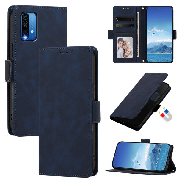 Funda Billetera Delgada para Xiaomi POCO M3 con Ranuras y Soporte Azul oscuro