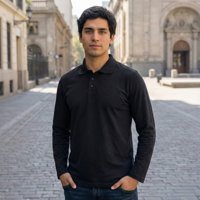 T-World - Polera Polo Dryfresh Hombre Manga Larga Secado Rápido Negro