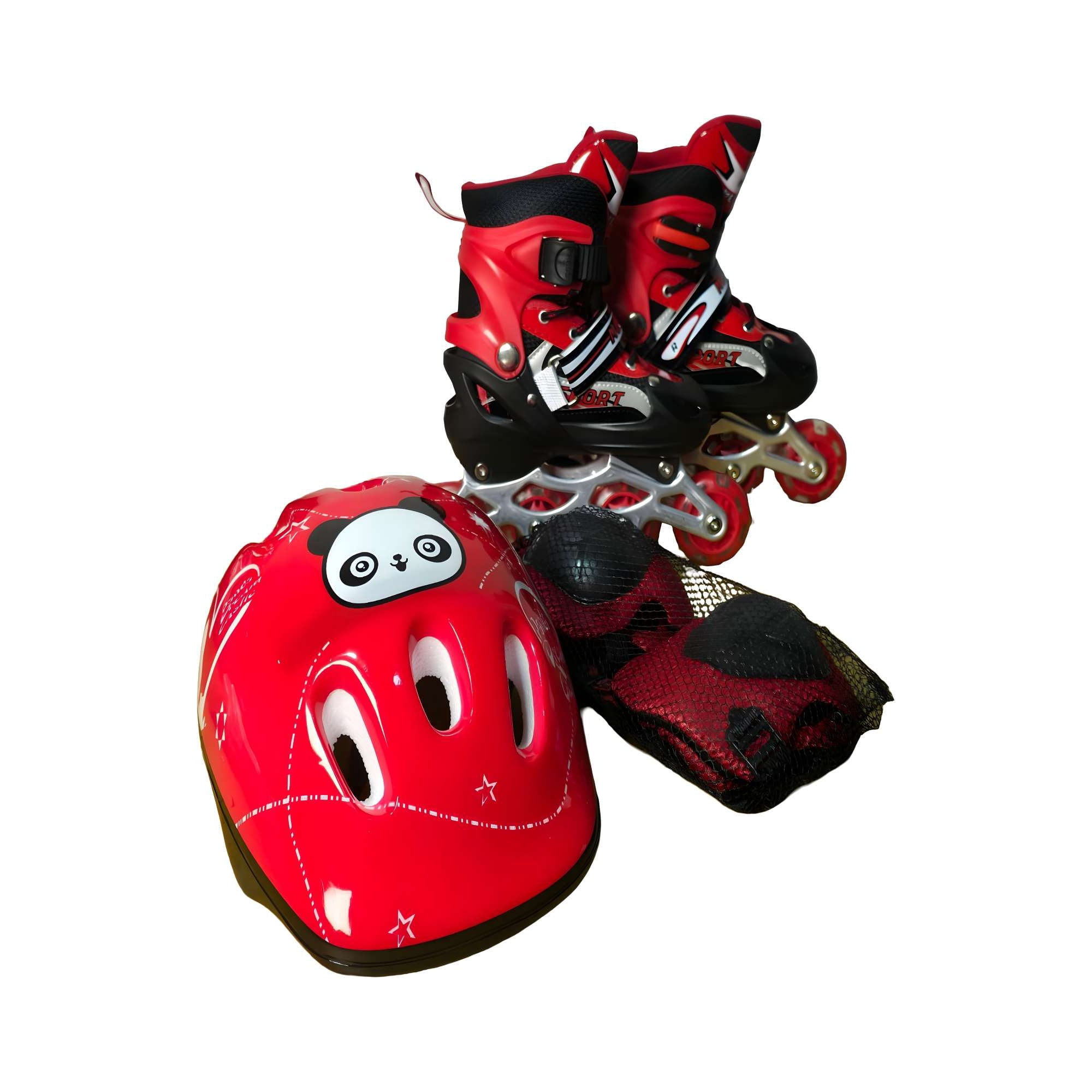 Genérico - Patin Lineal Con Luces Y Kit Talla M 35 38 Rojo