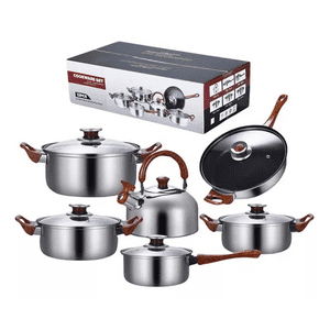 Genérico - Set De 12 Piezas, Ollas De Acero Inoxidable, Sartén Antiadherente