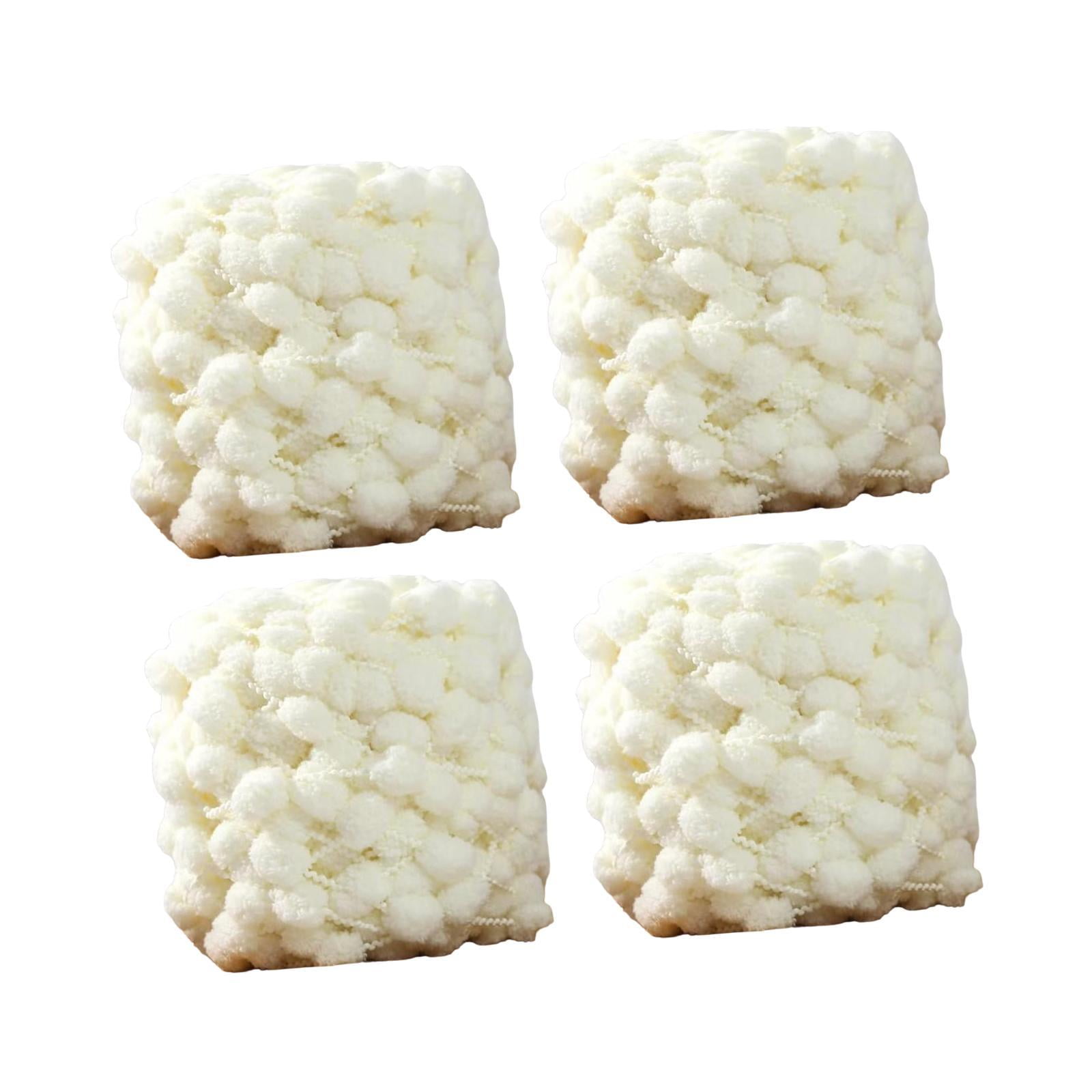 Bothyi - 4 Ovillos De Pompones De Ganchillo Cómodos Para Tejer Y Tejer, Para Hacer Bufandas Y Cojines, Color Blanco