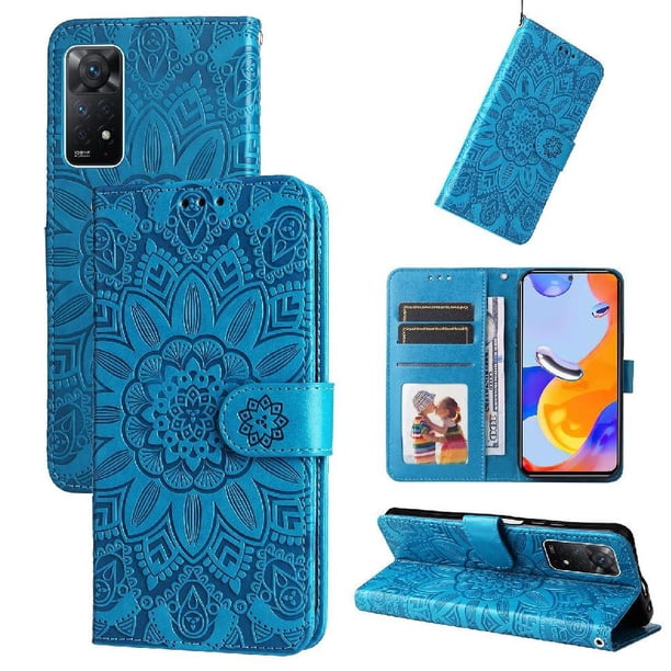 Funda tipo cartera FOXDOCK para Xiaomi Redmi Note 12 Pro 4G , diseño girasol en relieve, cuero PU, cierre magnético, soporte y tarjetero