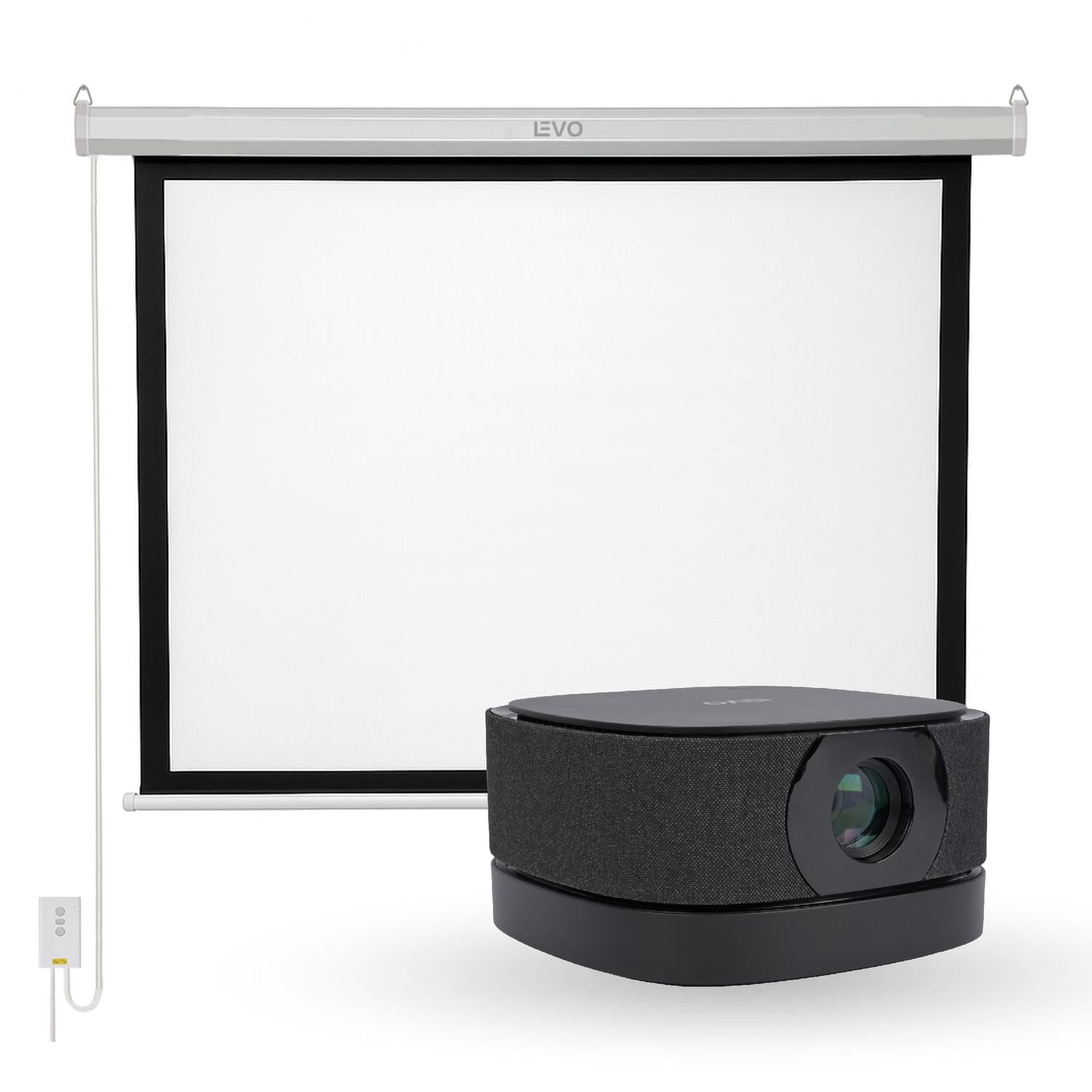 Proyector Portátil Lumix 9000lm + Telón Eléctrico 80" Levo Negro