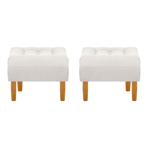 Bodevir - Set Pouf Wood 1C Felpa 04 Crudo