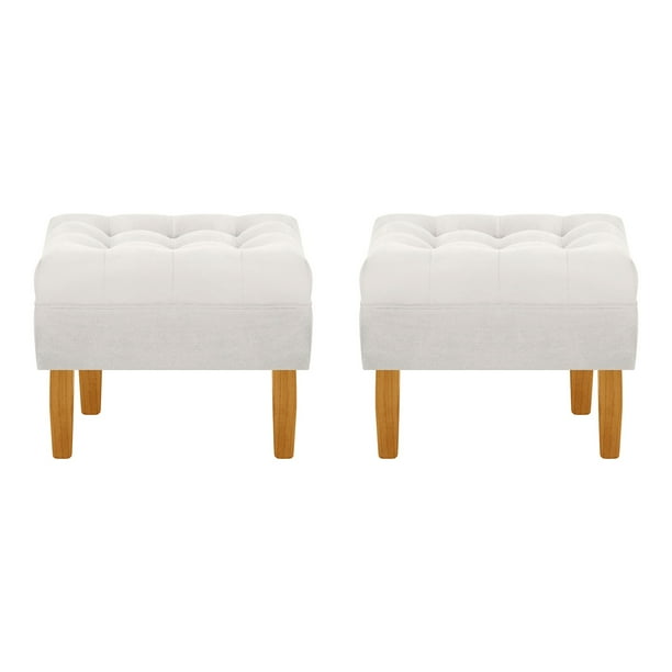Set Pouf Wood 1c Felpa 04 Crudo