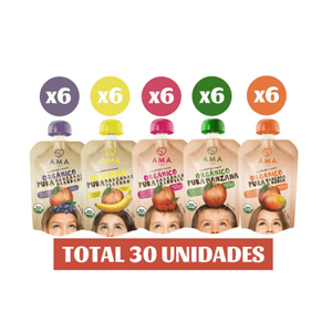 Ama Time - Ama Mix Pure De Fruta Orgánico Papilla Colado 30X90Grs