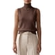 thumbnail image 1 of INSPIRE CHIC Chaleco de Suéter para Mujer Cuello Alto Sin Mangas Suave Chic Sólido en Capas Dobladillo Acanalado Jersey de Punto Top de Tanque Grande Marrón, 1 of 6