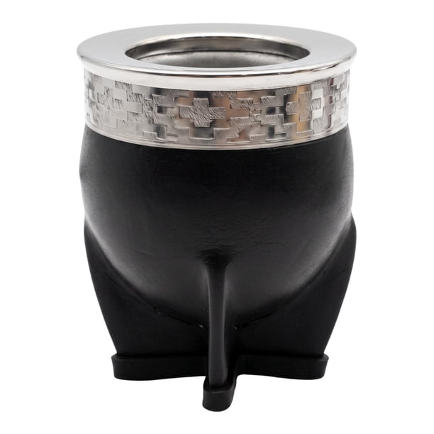 Mate Imperial con Cuero Acero Inoxidable y Virola De Alpaca negro Negro Clasico