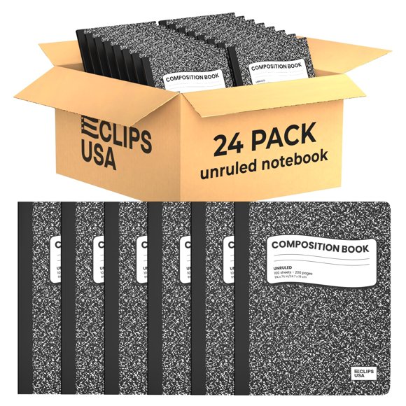 Cuaderno E-CLIPS USA 24 cm 100 hojas sin rayas - Pack de 24