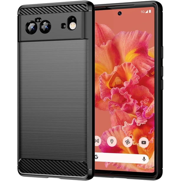 Compatible con Google Pixel 6, funda de TPU suave, a prueba de golpes, antihuellas y antiarañazos para Google Pixel 6 5G (negro, Google Pixel 6)