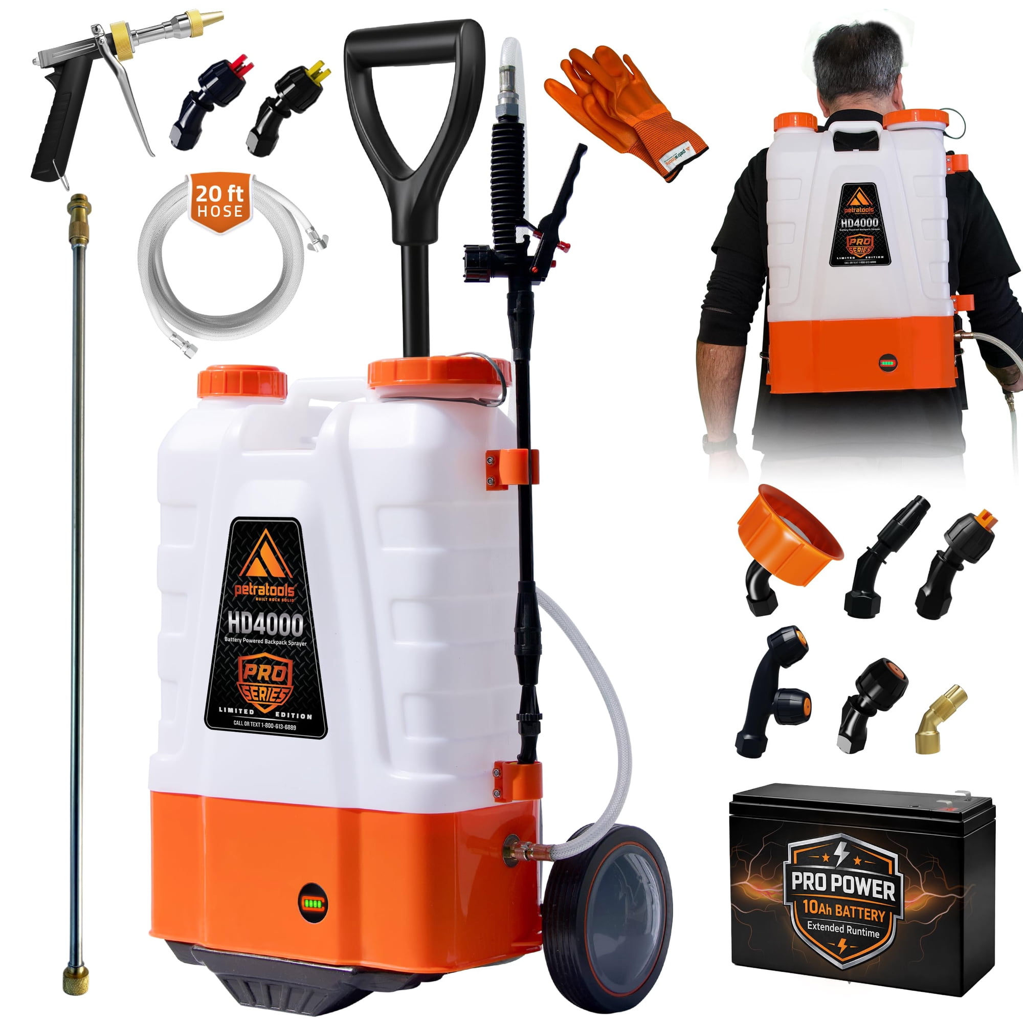 Pulverizador Tipo Mochila Con Pilas Petratools Hd4000 15l