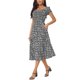 thumbnail image 4 of Vestido Floral Casual para Mujer INSPIRE CHIC con Bolsillos Cuello Redondo Manga Corta Boho Flowy Midi Vestidos S Negro, 4 of 6