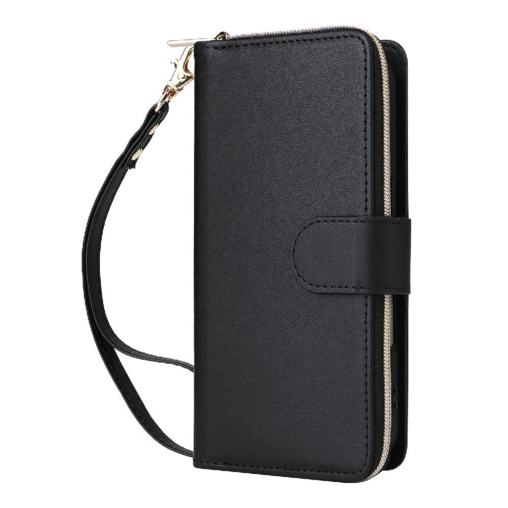 Foxdock - Funda Cartera Con Cremallera Y Correa Para Samsung Galaxy A56 Soporte Y Tarjetero Negro