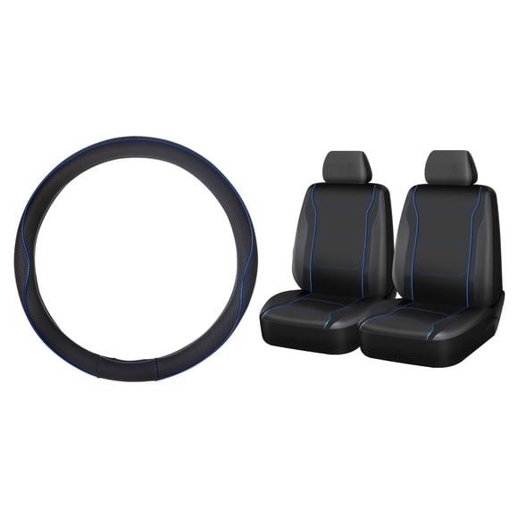 Kit funda fibra de carbono para asiento y volante azul