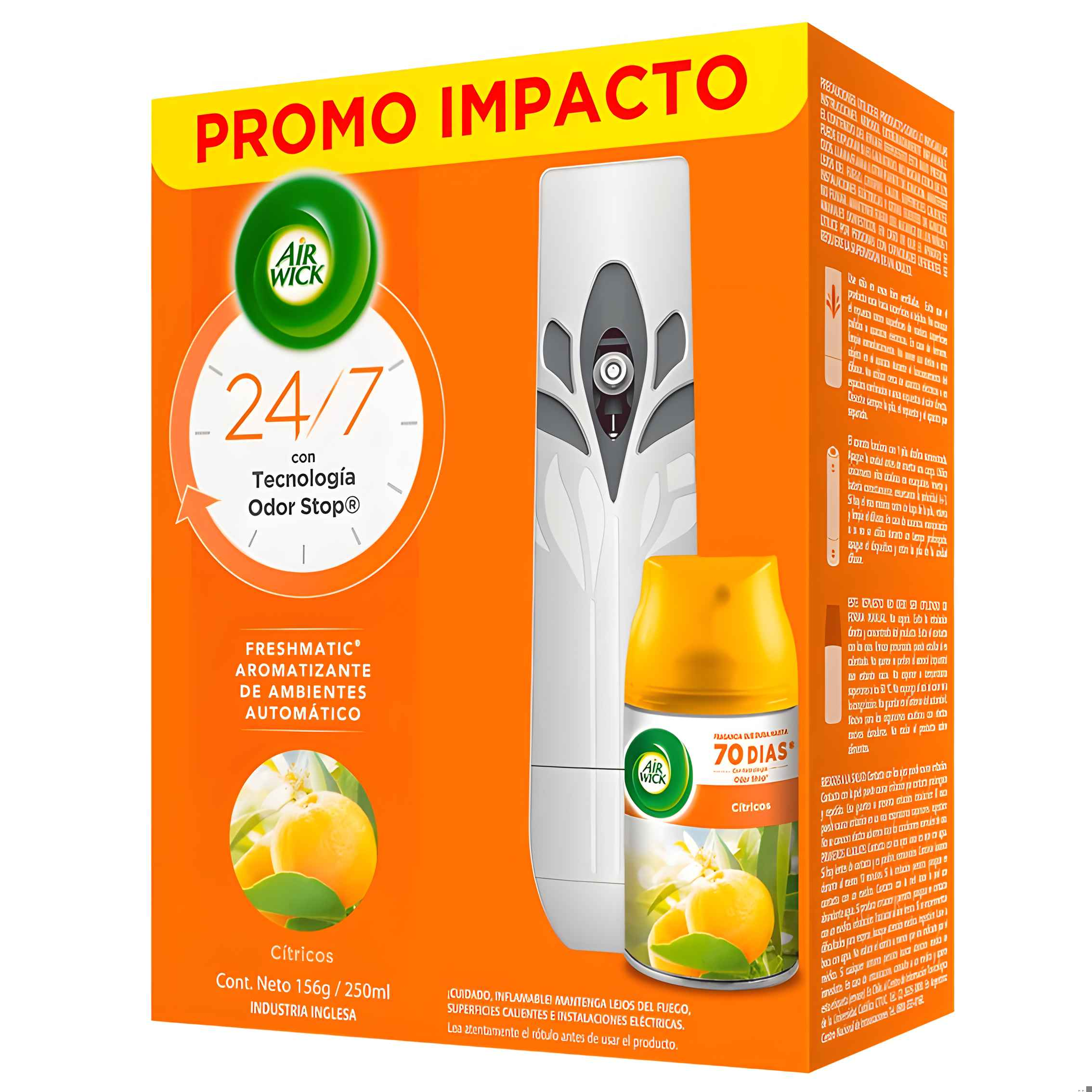 Desodorante Ambiental Automático Freshmatic Aparato + Repuesto 250Ml Citrico - Air Wick