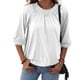 thumbnail image 1 of Blusa de mujer con cuello redondo, color puro, manga tres cuartos, holgada, fruncida, para primavera, verano y otoño, 1 of 6