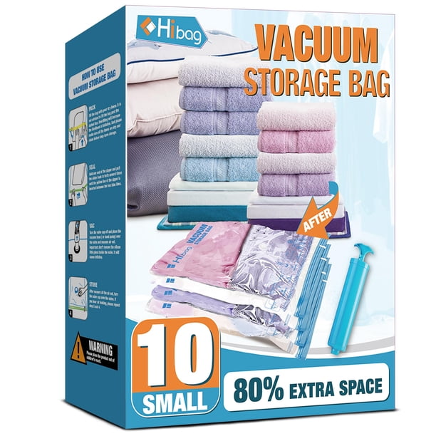 Bolsas de almacenamiento al vacío HIBAG 10, pequeñas, que ahorran espacio con bomba manual