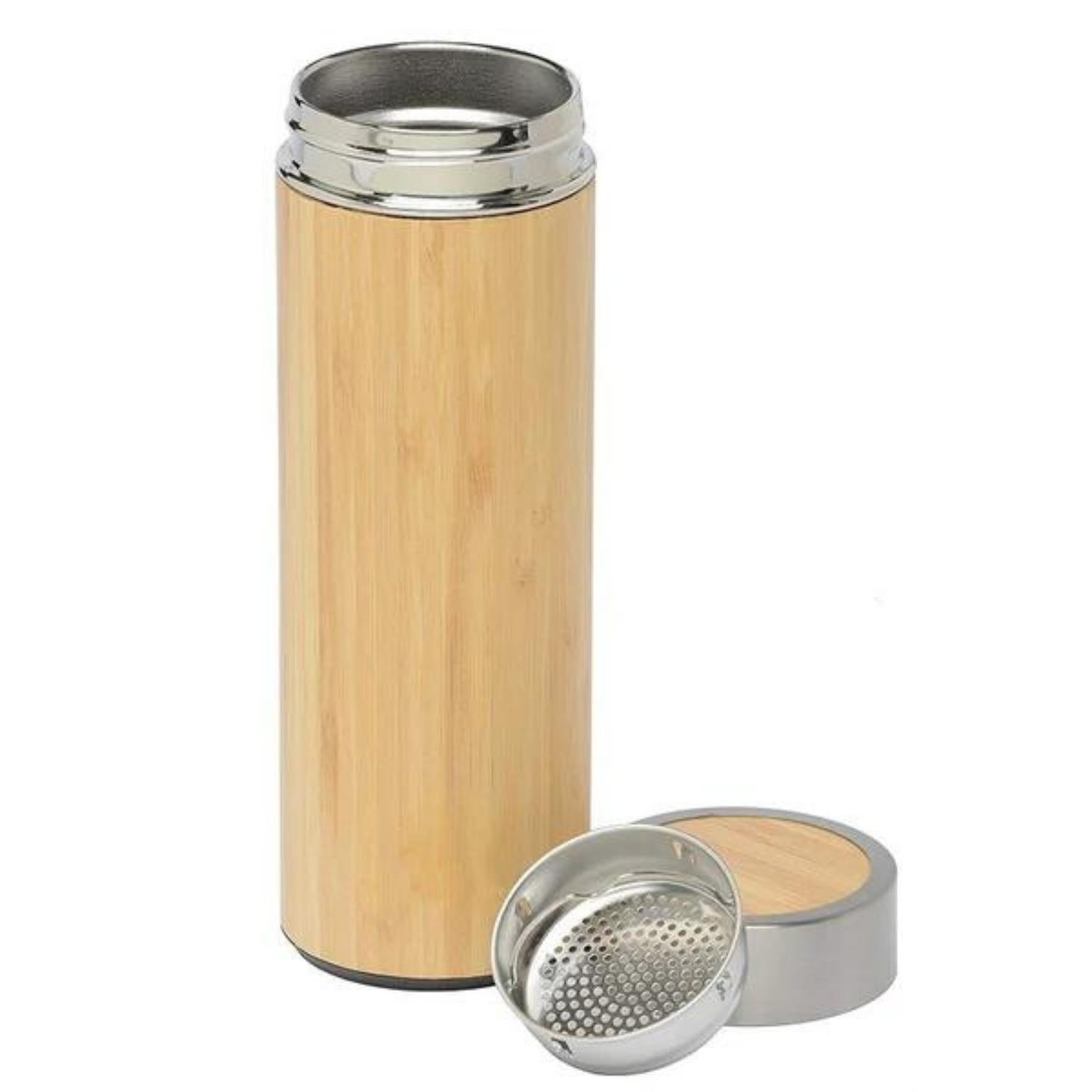 Concepts Life - Botella Térmica De Acero Inoxidable Y Bambú E Infusor 500 Ml