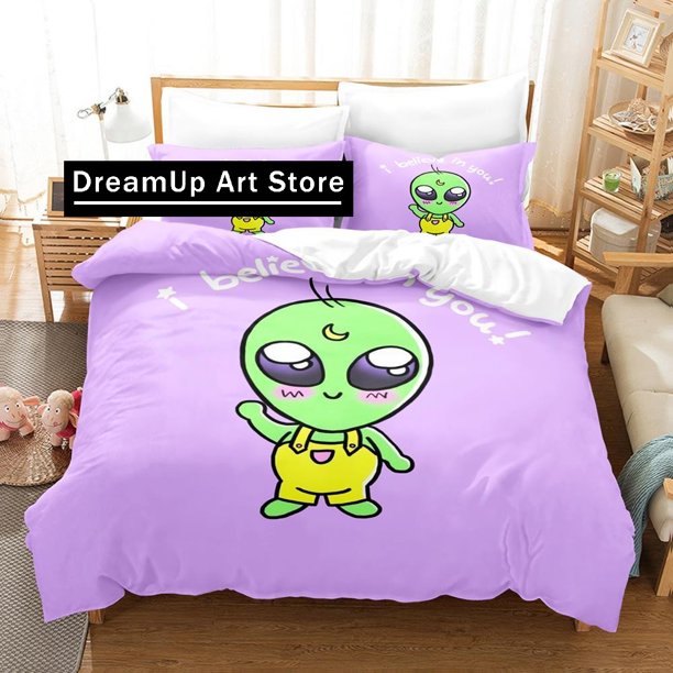 x1074 Bed SheetsAlien Believe In Yourself Bedding Set Quilt Cover Bed Cover with Pillowcase Twin Size Boys Adult Home Textile 3-Piece Bedding Set (1 Duvet Cover + 2 Pillow Shams) nj1074