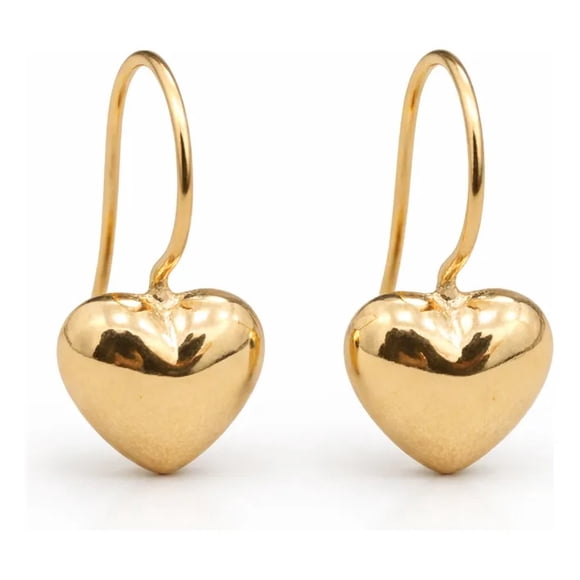 Aros Gancho Corazón 5mm Oro 18k Nacional 1gr Regalo Mujer Dorado