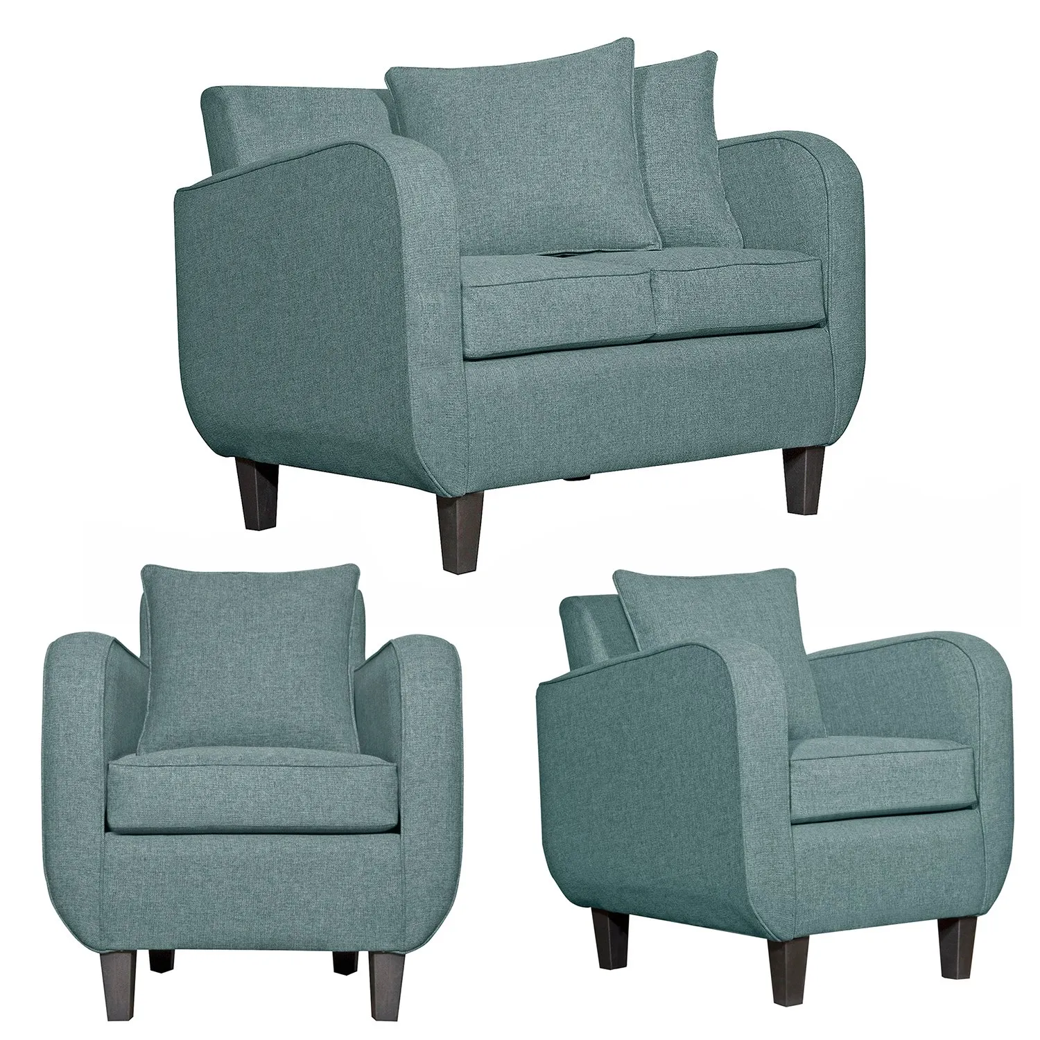 Ruzam Mobel - Juego De Living 2-1-1 Cronos Verde Agua