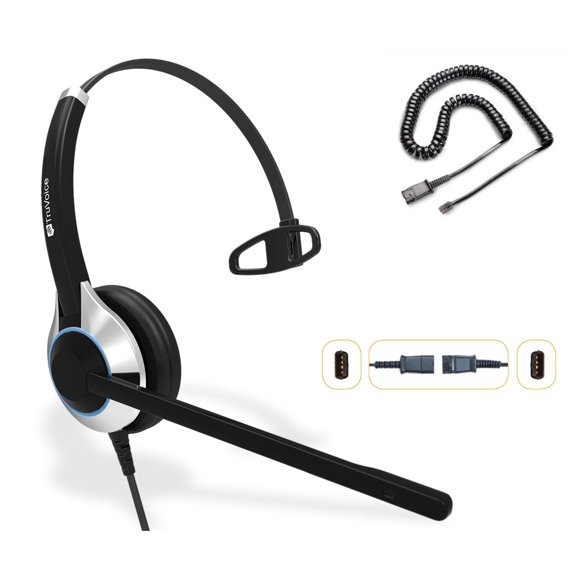 Auriculares TruVoice HD-500 para oficina y centro de llamadas con cable QD