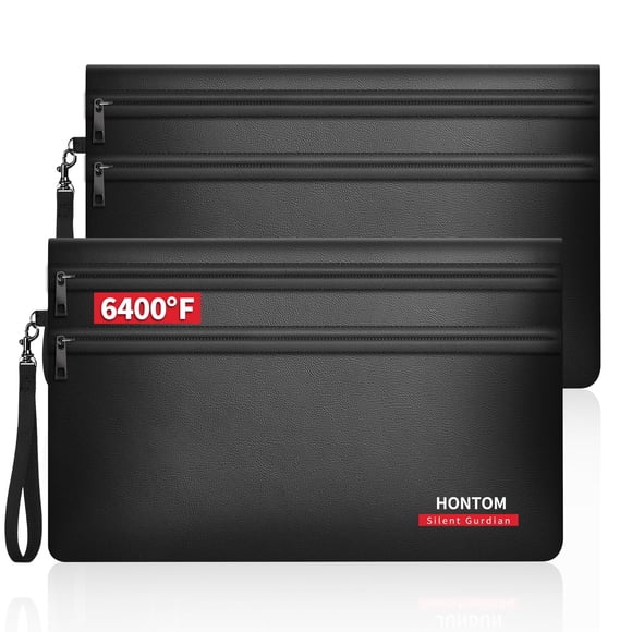 Bolsas ignífugas para dinero Hontom, 2 unidades, 28 x 19 cm, doble cierre