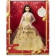 thumbnail image 1 of Vestido dorado de pelo negro para muñeca navideña Barbie Signature 2023, 1 of 6