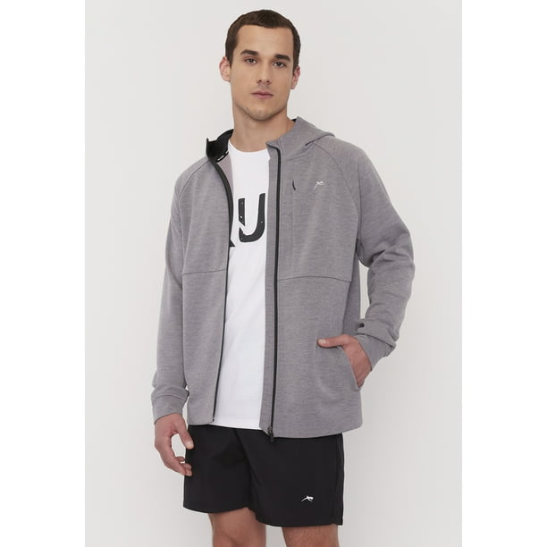 Polerón Hombre Deportivo Full Zipper Cortes Gris Corona