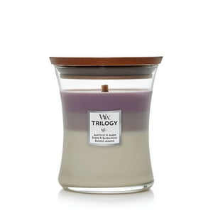 Cera De Soja Candle Woodwick Con Forma De Reloj De Arena, Tamaño Mediano, Amatista Y Cielo