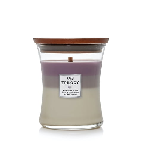 Cera De Soja Candle Woodwick Con Forma De Reloj De Arena, Tamaño Mediano, Amatista Y Cielo