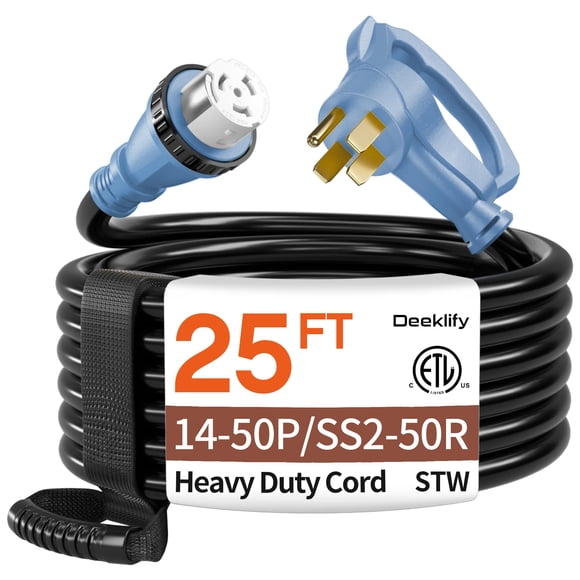 Cable generador Deeklify 25 pies 50 amperios NEMA 14-50P/SS2-50R ETL