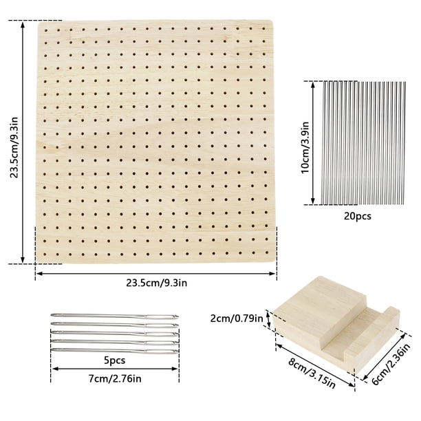 1pc Crochet Board, Handcrafted Wooden Blocking Board With 20pcs Stainless Steel Rod Pin Handmade Wooden Blocking Board For Knitting Crochet Gift For Granny Square Knitting Crochet Lovers