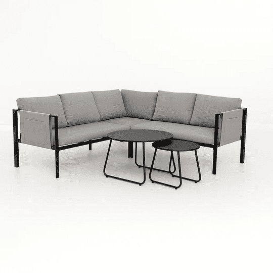 Klik Muebles - Set Soho 3 Sofás Esquineros Grises Y 2 Mesas De Centro
