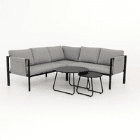 Klik Muebles - Set Soho 3 Sofás Esquineros Grises Y 2 Mesas De Centro