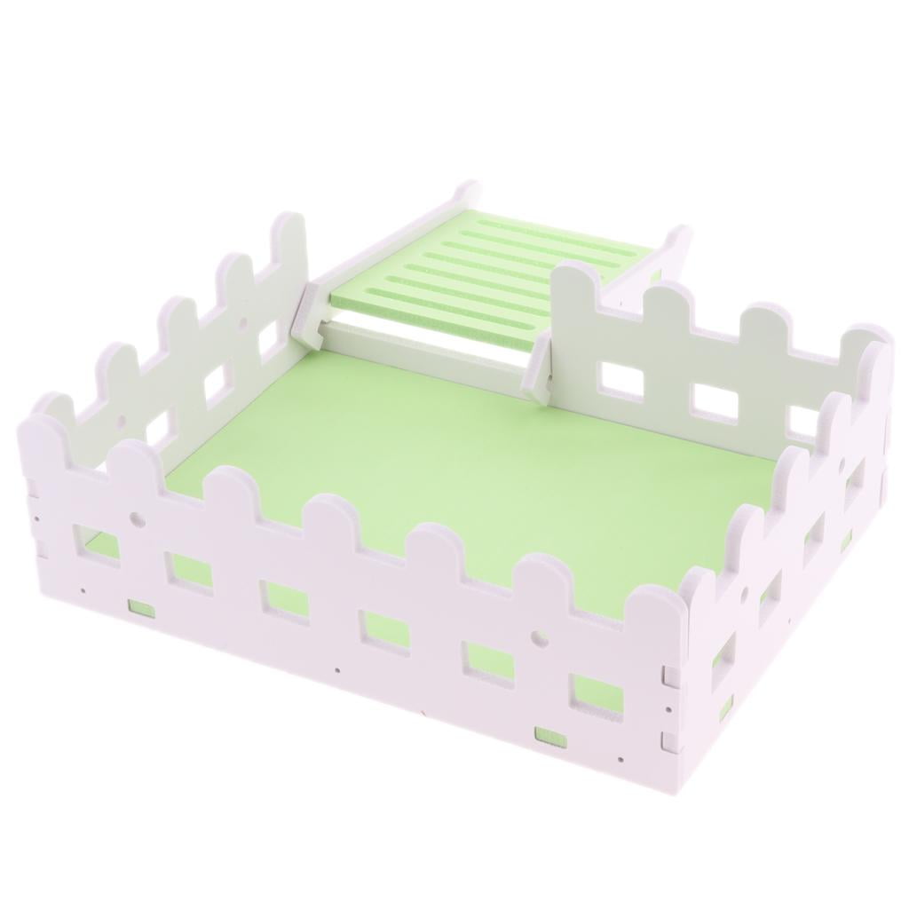 1 Pc Peque?a mascota Hámster Erizo Loro Escalera de madera Plataforma Cerca Verde