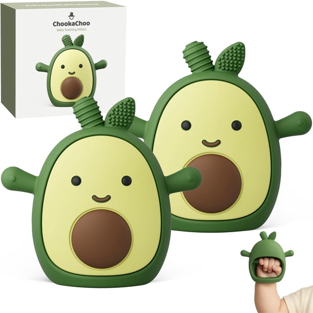 Juguete para la dentición ChooKaChoo de silicona en forma de aguacate con manopla, 3+ meses