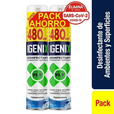 Desinfectante Ambientes Y Superficies Aerosol Tradicional Lata Pack 960 Cc Igenix