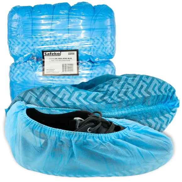 Cubrezapatos desechables SAFEKO, paquete de 100, antideslizantes, azules